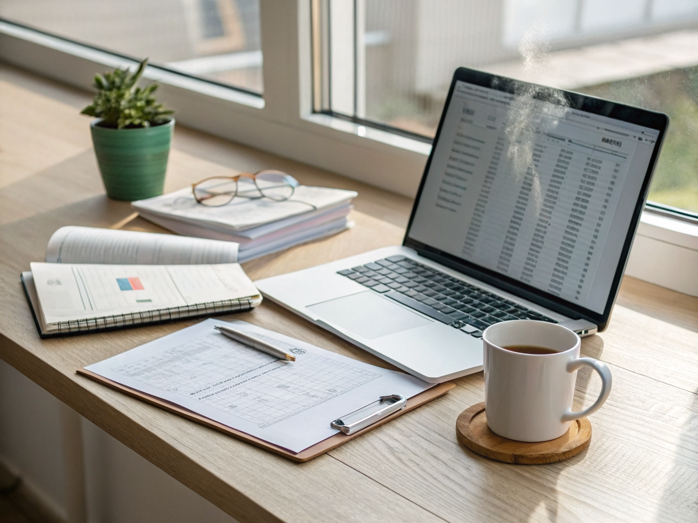 Detailed operational documentation on a clean desk
