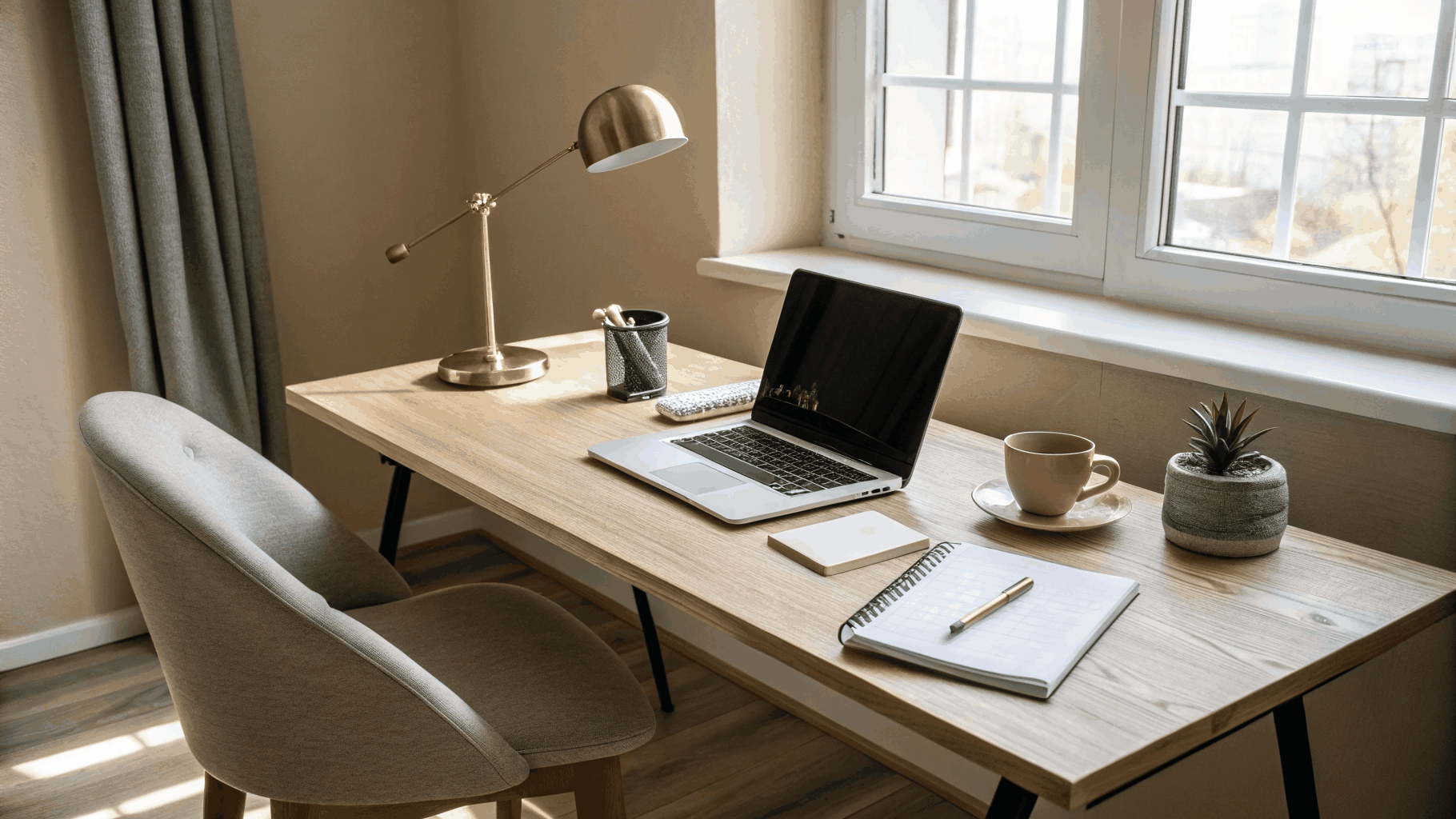 Modern office setup showing organized digital systems and workflows